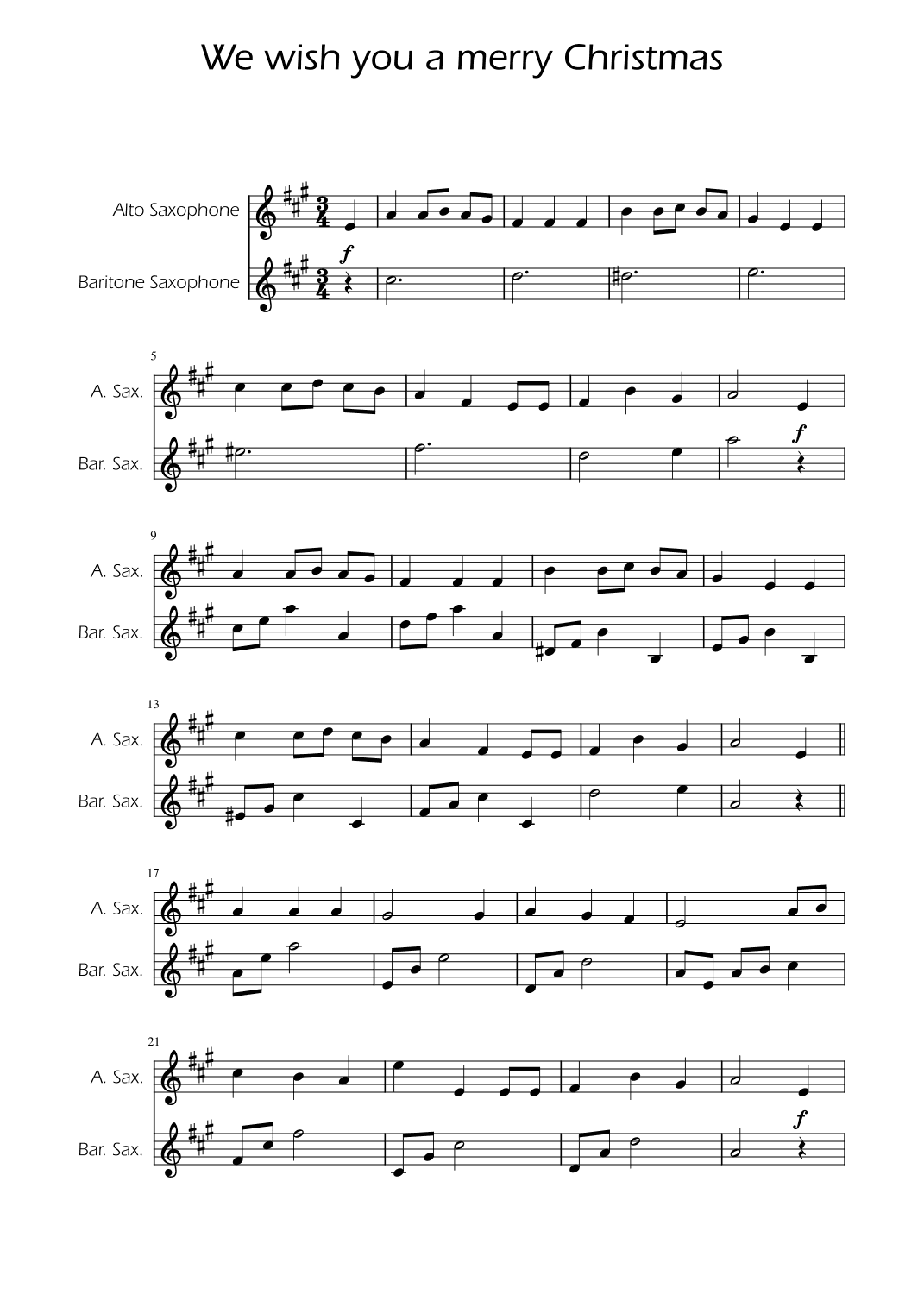 We Wish You a Merry Christmas - Sax Duet (arr. Ygor Nunes)