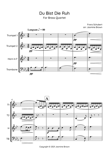 Du Bist Die Ruh - Brass Quartet (arr. Jasmine Brown)