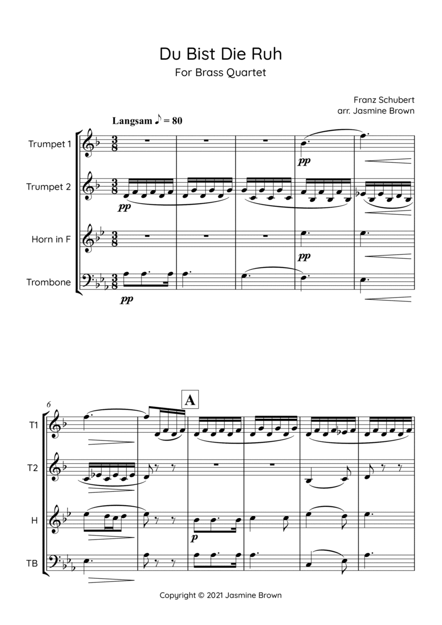 Du Bist Die Ruh - Brass Quartet (arr. Jasmine Brown)