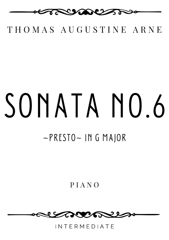 Arne - Presto from Sonata No. 6 in G Major - Intermediate (arr. Piacere Music Sheets)