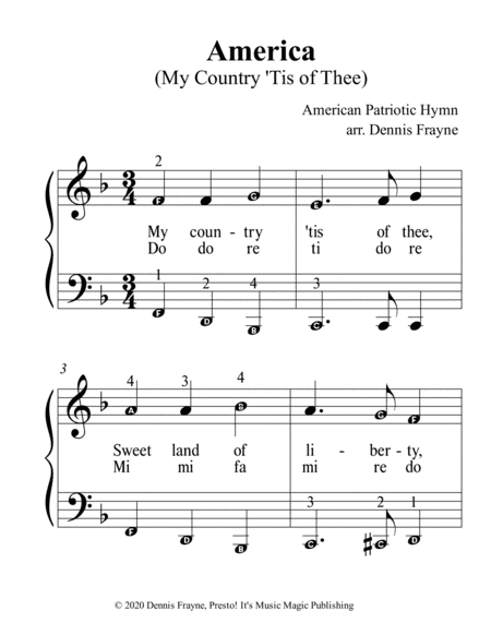 America America (My Country Tis of Thee) (arr. Presto! It's Music Magic Publishing)