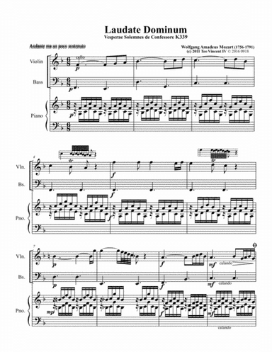 Vesperae solennes de confessore, K.339: V. Laudate Dominum (arr. Teo Barry Vincent)