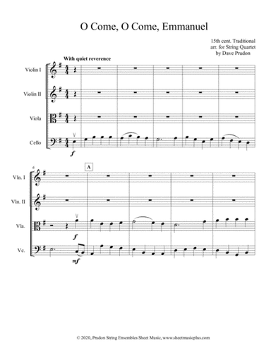 O Come, O Come, Emmanuel for String Quartet (arr. Dave Prudon)