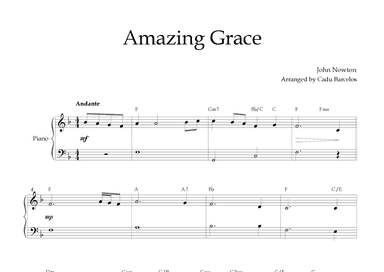 Amazing Grace (Very Easy Piano) Chords (arr. Cadu Barcelos)
