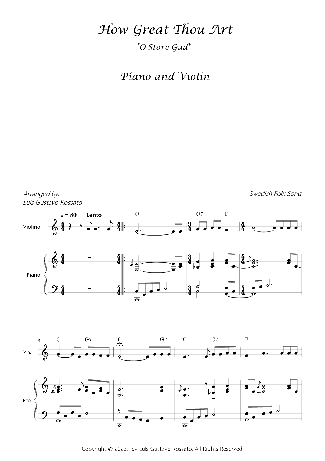 How Great Thou Art - Violin and Piano (arr. Luís Gustavo Rossato)