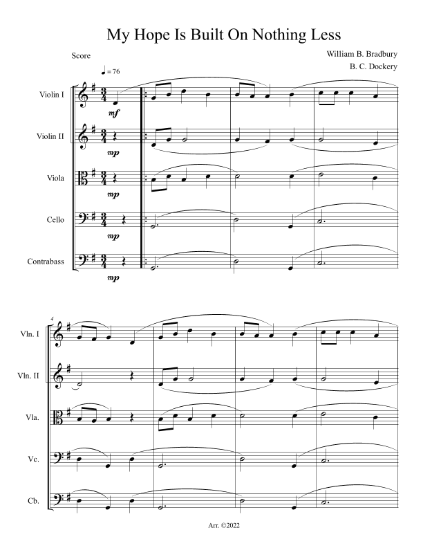 My Hope Is Built On Nothing Less (String Orchestra or Quintet) (arr. B. C. Dockery)