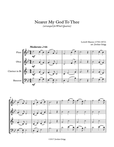 Nearer My God To Thee (Wind Quartet) Score and Parts (arr. Jordan Grigg)