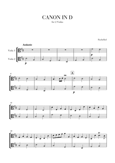 Canon in D for 2 Violas (arr. Cadenza Editions)