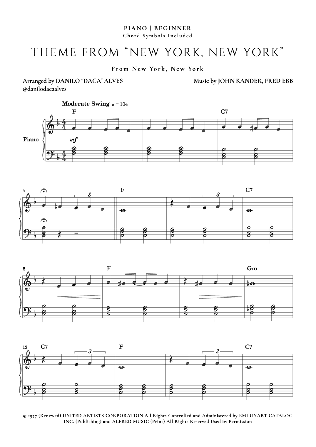 Theme From "new York, New York" (arr. Danilo "Daca" Alves)