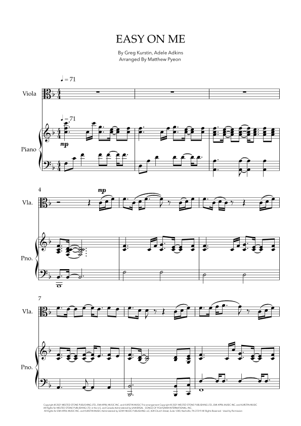 Easy On Me (arr. Matthew pyeon)
