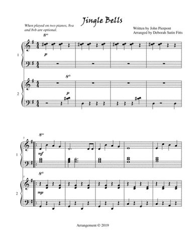 Jingle Bells for Duet or Two Pianos (arr. Deborah Sutin Fitts)