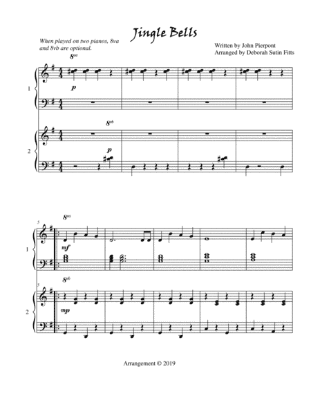 Jingle Bells for Duet or Two Pianos (arr. Deborah Sutin Fitts)