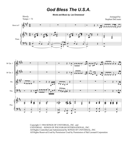 God Bless The U.S.A. (arr. Stephen DeCesare)
