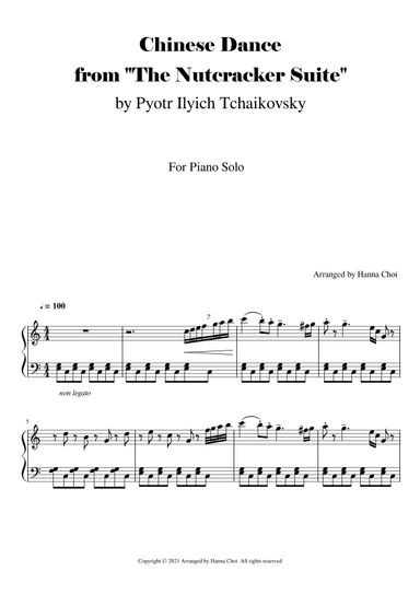 Chinese Dance from "The Nutcracker Suite" by Tchaikovsky [for Piano Solo] (arr. Hanna Choi)