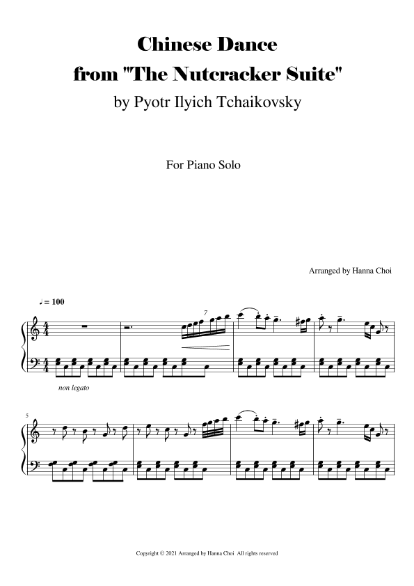 Chinese Dance from "The Nutcracker Suite" by Tchaikovsky [for Piano Solo] (arr. Hanna Choi)