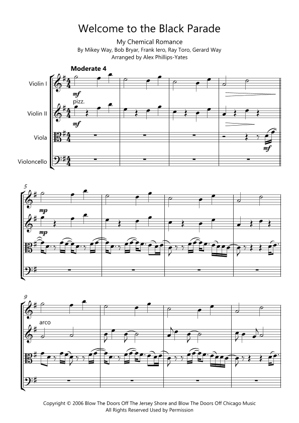 Welcome To The Black Parade (arr. Alex Phillips-Yates)