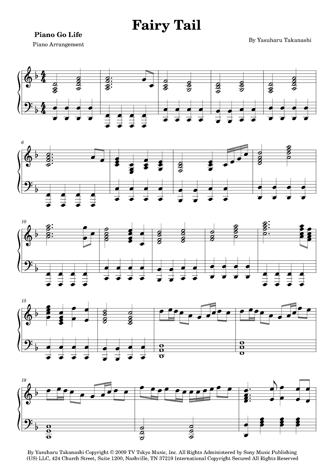 Fairy Tail (arr. Piano Go Life)