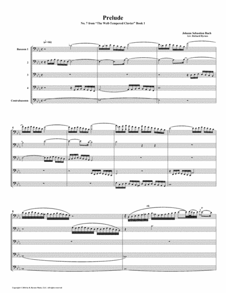 Prelude 07 from  Well-Tempered Clavier, Book 1 (Bassoon Quintet) (arr. Richard Byrnes)