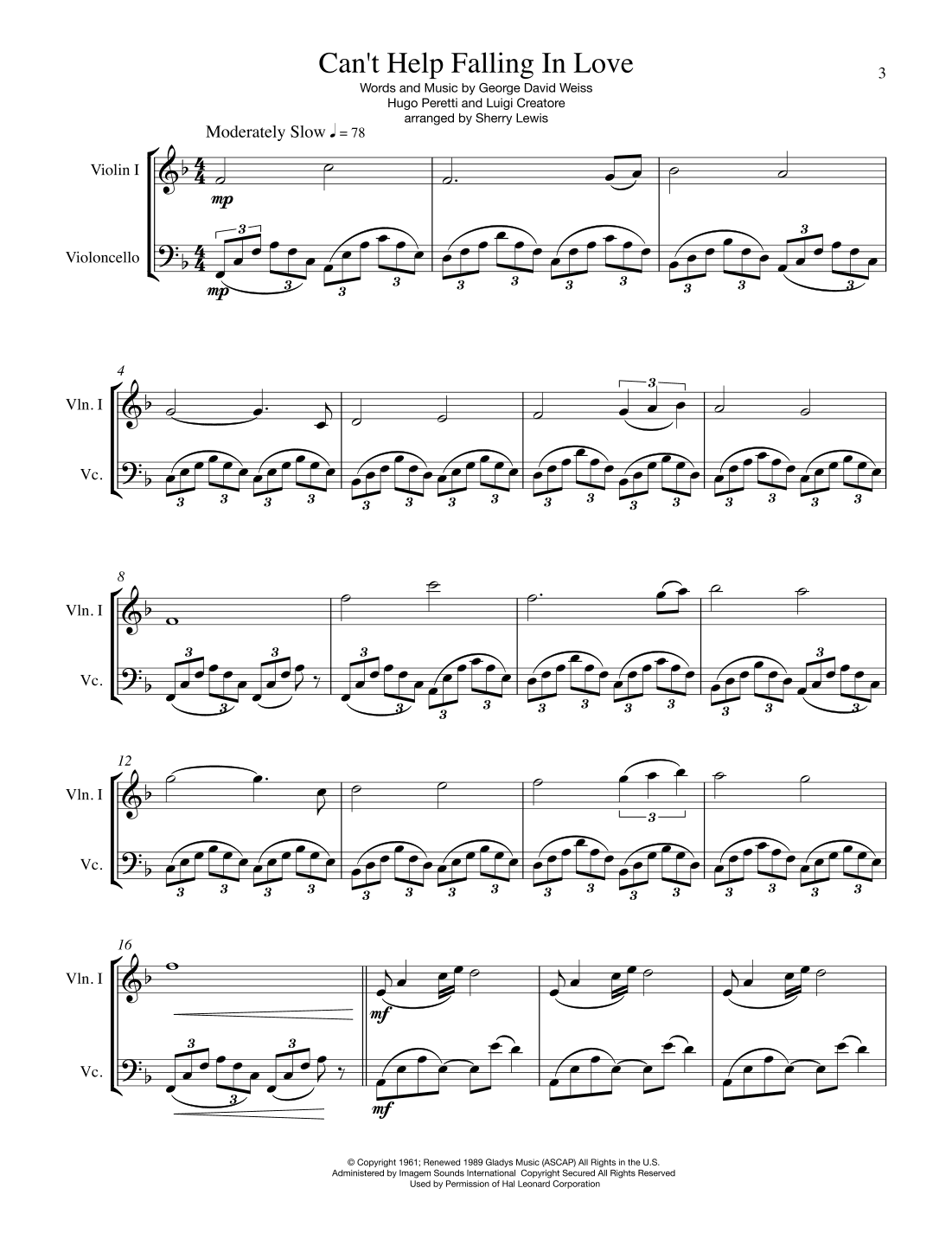 Can't Help Falling In Love (arr. Sherry Lewis)