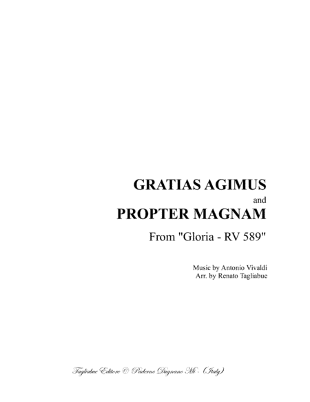 GRATIAS AGIMUS and PROPTER MAGNAM - From "Gloria - RV 589 - Vivaldi" - Arr. for SATB Choir and Organ (arr. Renato Tagliabue)