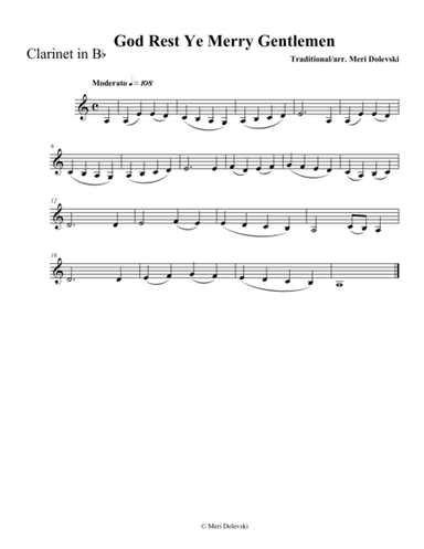 God Rest Ye Merry Gentlemen: clarinet/piano (arr. Meri Dolevski)