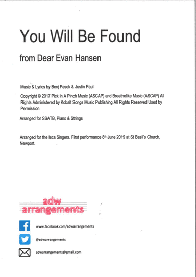 You Will Be Found (arr. adw arrangements)