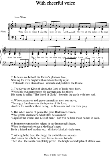 With cheerful voice. A new tune to a wonderful Isaac Watts hymn.