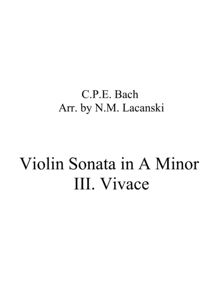 Sonata in A Minor for Violin and String Quartet III. Vivace (arr. Nick Lacanski)
