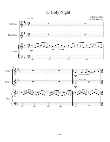 O Holy Night (alto and tenor sax duet) with piano accompaniment (arr. B C Dockery)