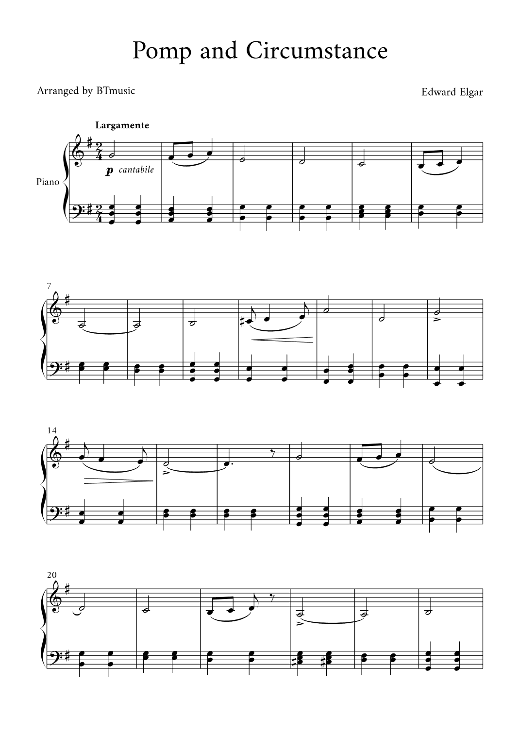 Pomp and Circumstance - Edward Elgar (arr. BTmusic)