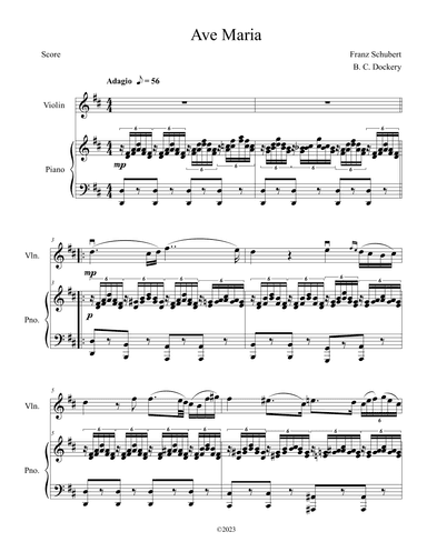 Ave Maria (Violin Solo with Piano Accompaniment) (arr. B. C. Dockery)