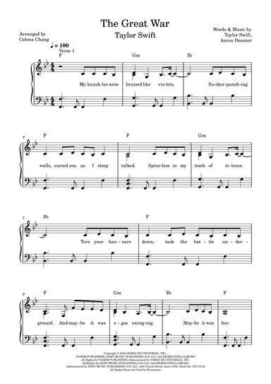 The Great War (arr. Celena Chang)