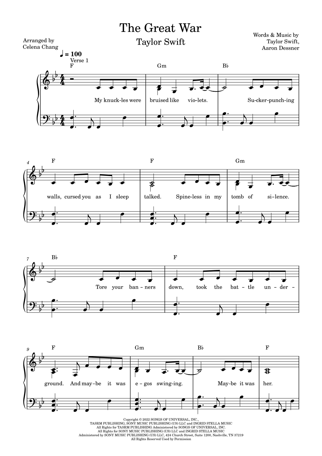 The Great War (arr. Celena Chang)