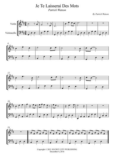Je Te Laisserai Des Mots (arr. Wesley S. SIlva)