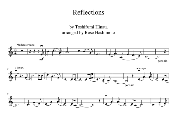 Reflections Toshifumi Hinata (arr. Rose Hashimoto)