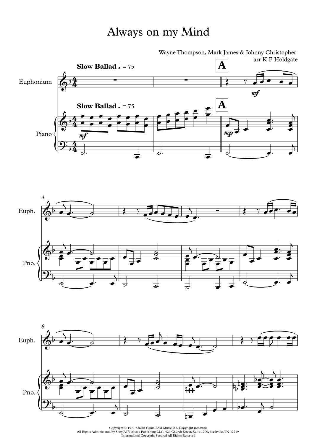 Always On My Mind (arr. Kevin P Holdgate)