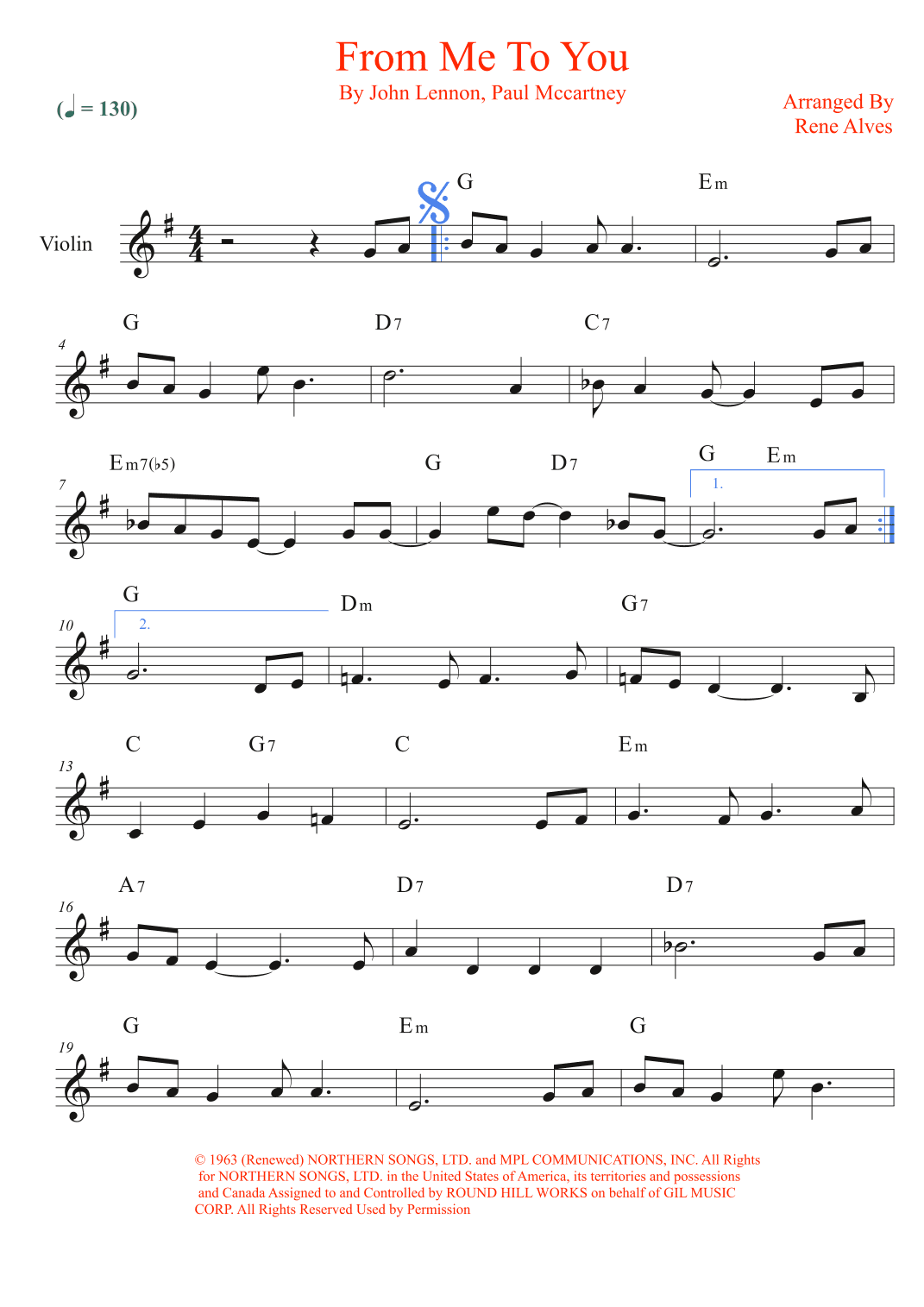 From Me To You (arr. Rene Alves)