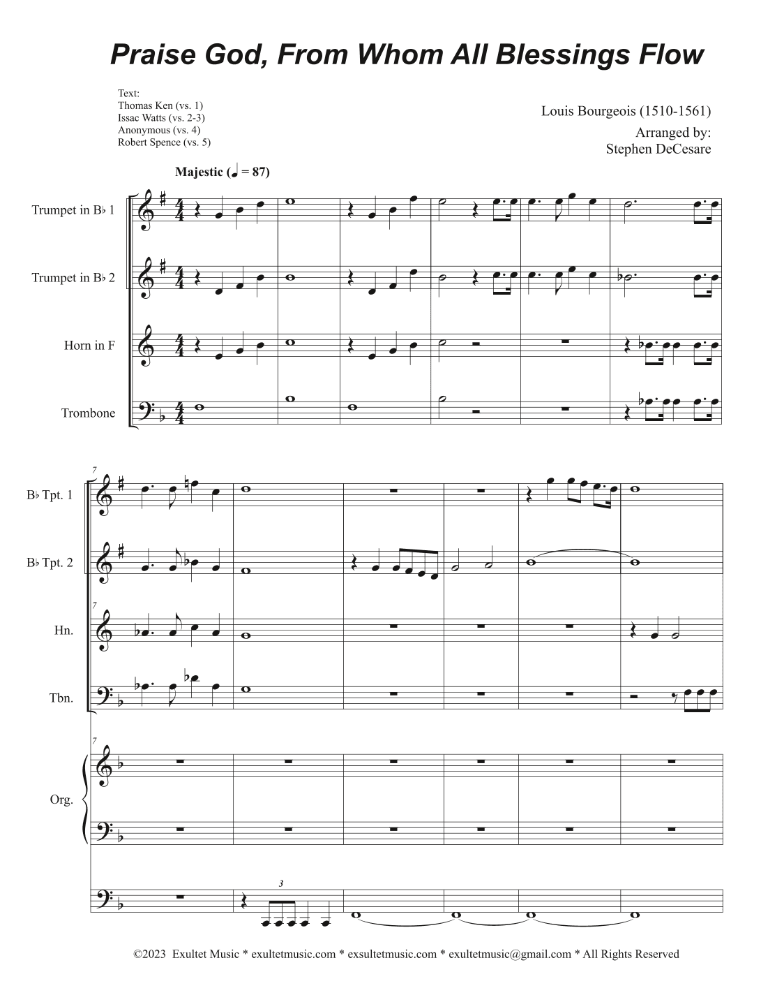 Praise God, From Whom All Blessings Flow (Vocal Trio - (SAB) (Full Score) - Score Only (arr. Stephen DeCesare)
