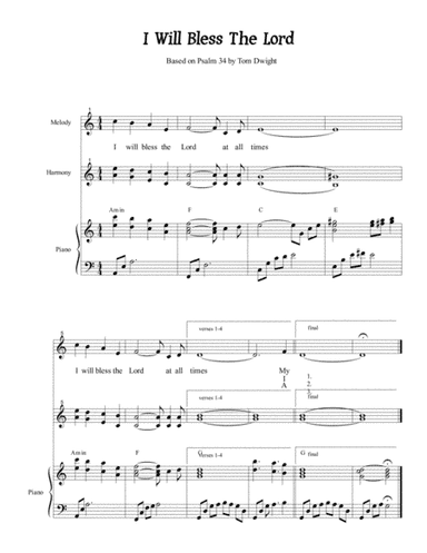 I Will Bless the Lord (Based on Psalm 34)