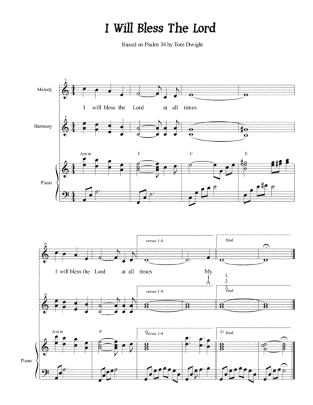 I Will Bless the Lord (Based on Psalm 34)