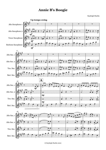 Annie B's Boogie - Saxophone quartet (AATB)
