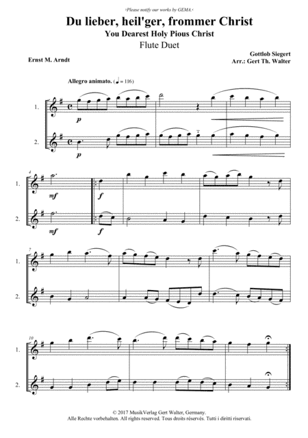 You Dearest Holy Pious Christ (arr. Gert Th. Walter)