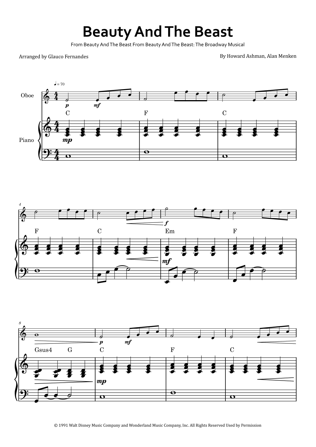 Beauty And The Beast (arr. Glauco Fernandes)