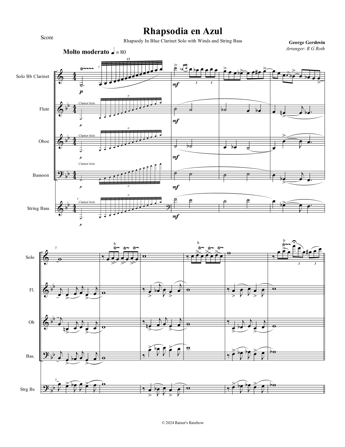 Rhapsody in Blue for Woodwind Quartet (arr. Rainer's Rainbow)