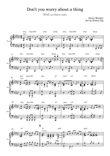 Don't You Worry 'bout A Thing (arr. Esther Lihj)