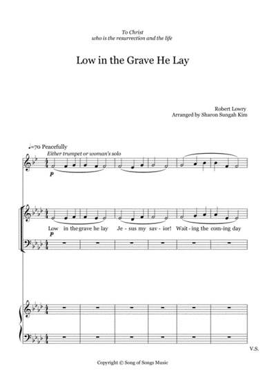 Easter Celebration - Low in the Grave He Lay for Choir and Optional Trumpet or Clarinet (arr. Sharon Kim)