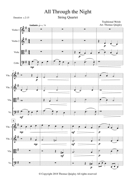 All Through The Night (arr. Thomas Quigley)
