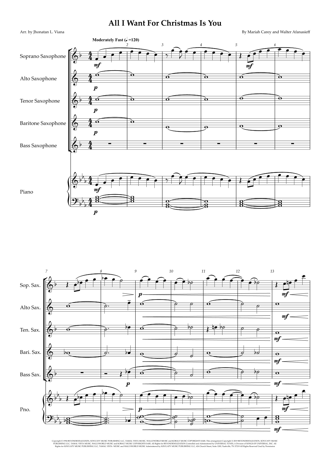 All I Want For Christmas Is You (arr. Jhonatan Lucio Viana)