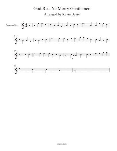 God Rest Ye Merry Gentlemen - Soprano Sax (arr. Kevin Busse)