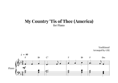 My Country 'Tis of Thee (America) (arr. GDJ)